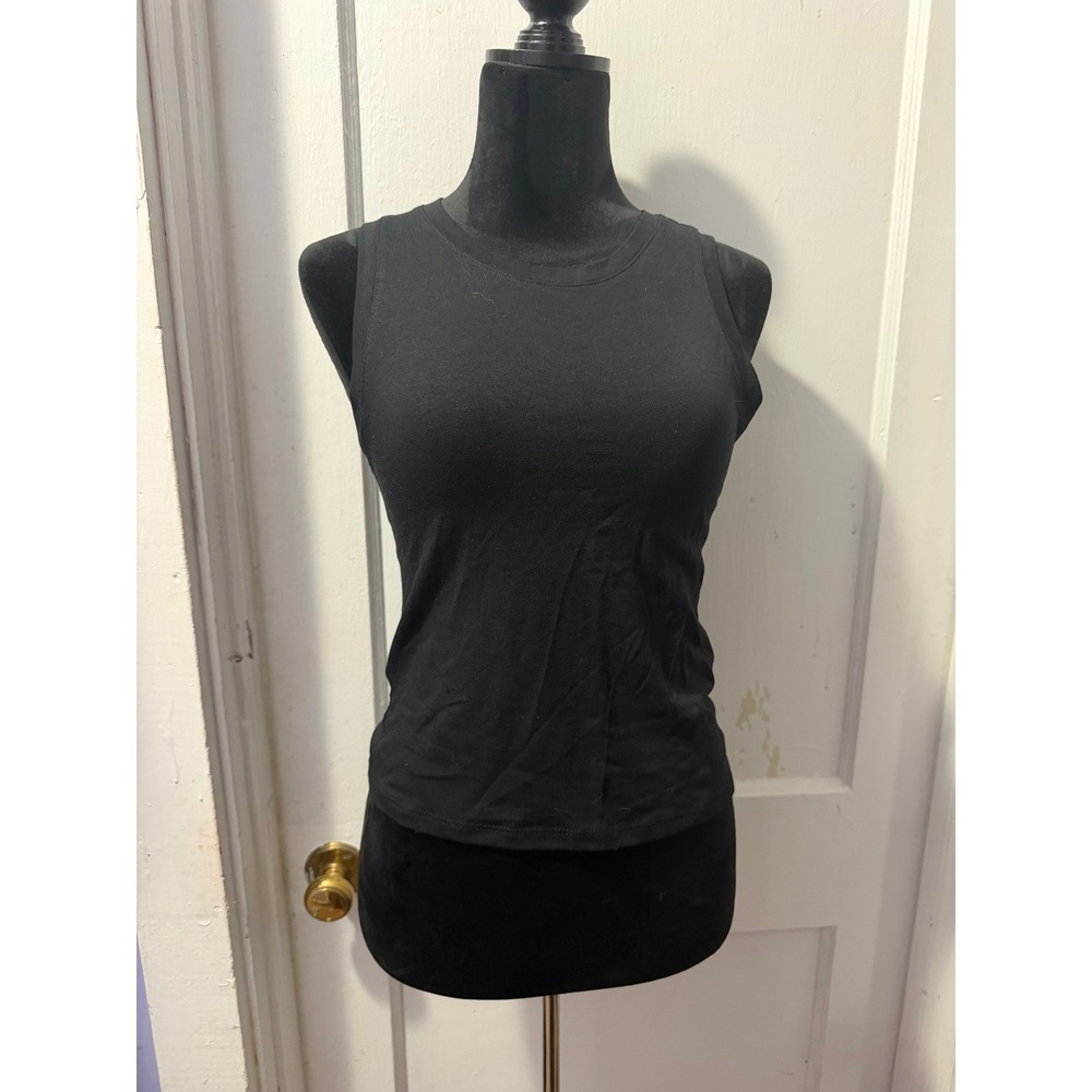 Old Navy Black Tank Top XS Cotton Modal Spandex Sleeveless Crew Neck Basic